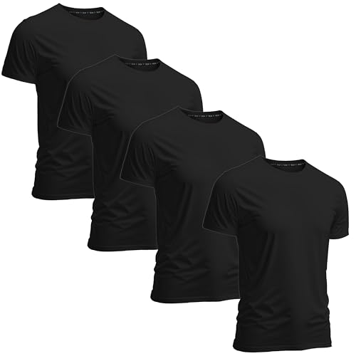 Men's Athletic Workout T-Shirts (Dry Fit, 4-Pack) Moisture Wicking Performance Activewear Gym, Yoga, & Running Tees