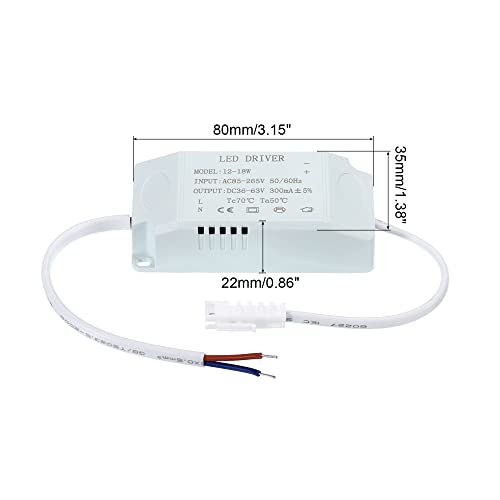 Image of PATIKIL 12-18W 300mA LED Driver, 3 Pack AC 85-265V Output 36-63V DC Male Connector Constant Current Rectifier Transformer External Power Supply