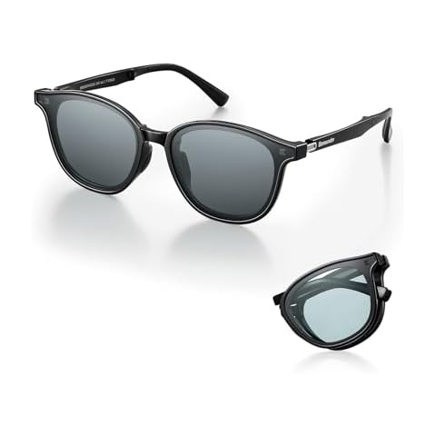 BENEUNDER Polarized Sunglasses for Womens & Mens, Retro Small Round Folding Sunglasses with UV400 Protection Cover