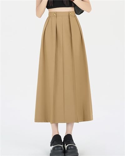 SANGTREE Women's Long Pleated Skirt High Waist Solid Color Uniform A Line Midi Skirts3
