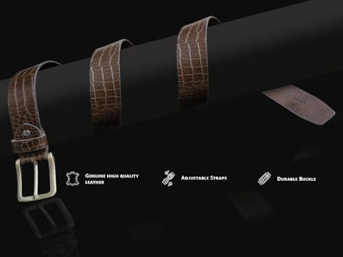 Image of Casual Genuine Leather Belt for Men's /Boys ideal for Jeans. Color - Brown /Tan ||CSBL-CROCO-BR||