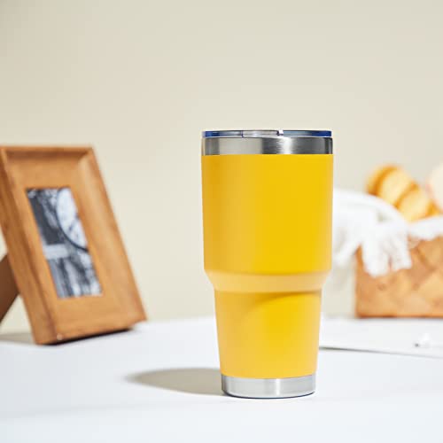 Image of MEWAY 30oz Tumbler Double Wall Vacuum Insulated Travel Mug, Stainless Steel Tumbler with Lid, Durable Powder Coated Insulated Coffee Cup for Cold & Hot Drinks (Yellow,1 PACK)