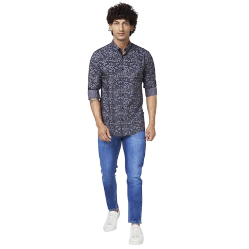 Image of Spykar Men's Regular Fit N /A Full Sleeve Printed Casual Shirts