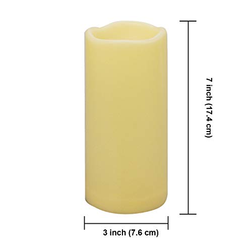 Image of iZAN 2 Pack Waterproof Outdoor Flameless Candles with Timer 3 inch x 7 inch Battery Operated Electric LED Pillar Candle Set for Gift Home Decor Party Wedding Supplies Garden Halloween Christmas Decoration
