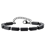 Beydodo Pulseras de acero inoxidable para hombre, pulsera antigua, plata y negro, 23 cm, con cubos de eslabones, pulseras personalizadas, pulsera de la amistad, 5mmx23cm, Acero inoxidable, Sin piedra