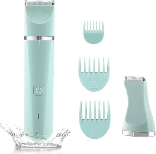 Image of Bikini Trimmer for Women, Electric Razors for Women, IPX7 Waterproof&Easy Cleaning, Ceramic Blade,Rechargeable Pubic Hair Trimmer Womens,Gifts for Women,Green
