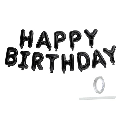 Happy Birthday Banner Black Balloons for Happy Birthday Decorations 13pcs Mylar Foil Letters Birthday Sign Banner Party Decorations for Men Women Boys and Girls