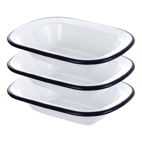 WeeGoo 3 Pcs Enamel Pie Dish Oblong 20 x 14.5 x 4.5 cm