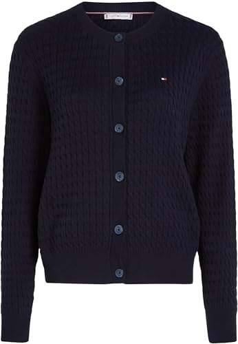 Tommy Hilfiger Damen Cardigan Zopfmuster, Blau (Desert Sky), XXS – Ansicht 5