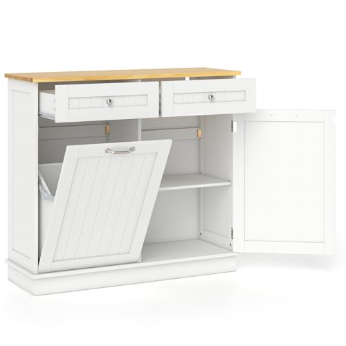 Caneca de basura inclinable y mueble para lavandería blanco