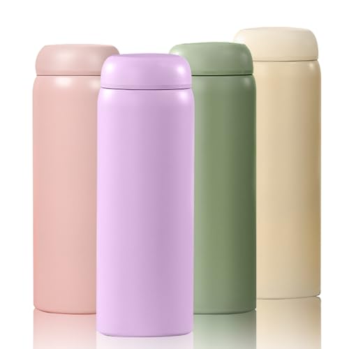 VIRRAEEL Taza de café térmica de viaje de 380 ml, termo reutilizable de acero inoxidable con tapa a prueba de fugas para bebidas frías y calientes (morado)