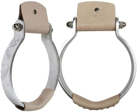 Showman Engraved Aluminum Oxbow Stirrups w/Leather Covered Tread