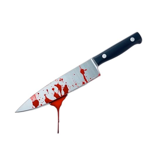 Costumed Täuschend Echt Fake Messer mit Blut ca. 34 cm als Accessoire - Halloween & Fasching - für Horror Kostüm