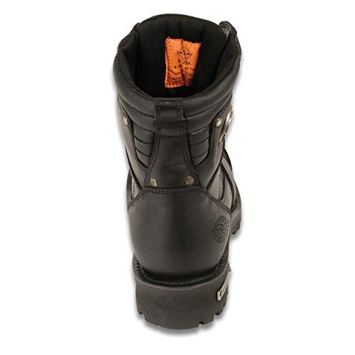 Image of Milwaukee Leather Classic Men's Black Leather Wide-Width 8-inch Lace-Up Logger Biker Boots MBM9030W