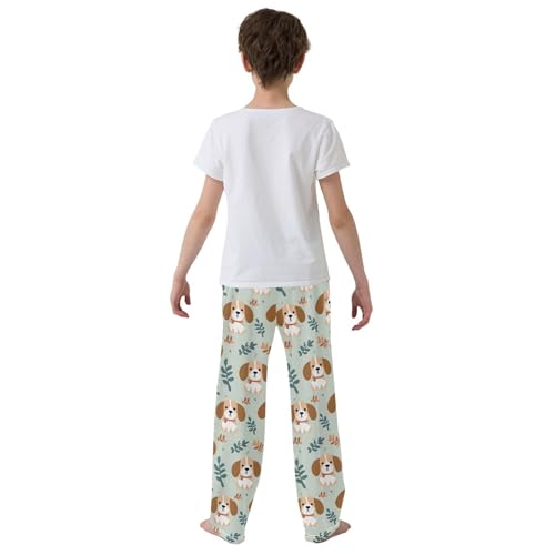 ALAZA Cartoon Puppy Pajamas Bottoms with Pockets Comfy Pjs Sleepwear Elastic Waistband Pajamas Pants Lounge Pants for 6-14 Years3