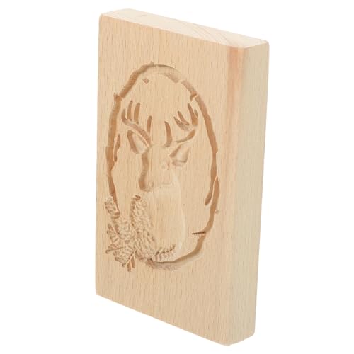 GOOHOCHY Moldes De Galletas De Madera Para Navidad Cortador y Sello De Galletas Herramienta De Repostería Diseño De Reno