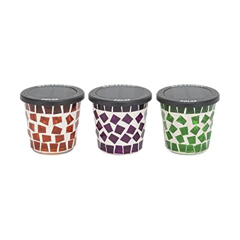Gama Sonic Mosaic Tea Candle Set, Solar Flickering LED Light, Patio and Porch Décor, 3 Pack (7iP344165) Cover