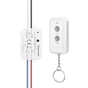 DEWENWILS Funkschalter, Funk-Wandsender 230V, Wandschalter mit Sender, 30M Reichweite, Kabellos Funk Lichtschalter Set für Lampe, Funktaster, Keine Verkabelung Erforderlich, 2300W, Weiß