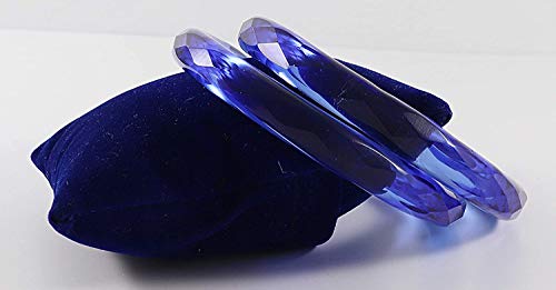 Image of ZULKA Get your traditions Glass With Diamond Pattern Glossy Finished Kada Set For Women and Girls,(Blue 2.6 Inches), Pack Of 2 Kada Set