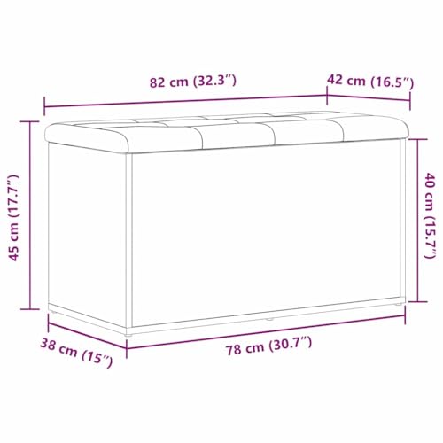 Banc avec espace de rangement premium aspect chêne noir