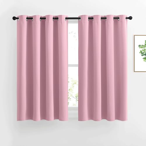 NICETOWN Crystal Pink Curtain Panels for Dining Room - Triple Weave Thermal Insulated Grommet Window Draperies and Curtains for Bedroom (Set of 2 Panels, 52 x 54 inches in Crystal Pink)