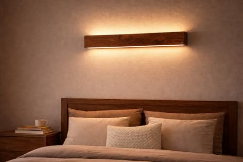 Image of Green House Handmade Luxurious Handmade Sheesham Wood Up-Down 2 Way Wall Light Lamp | 2 feet Wide | 20W Warm White LED | Living Room | Bedroom | Hall | Dining Room | 1-Year Replacement Warranty
