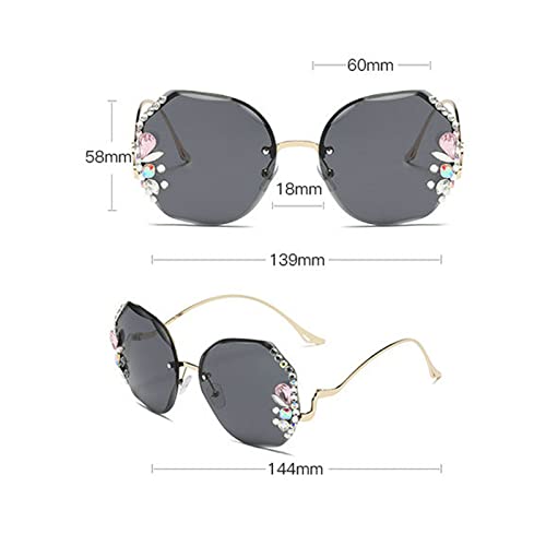 COTIA/Rimless Sunglasses Women Fashion Shiny Rhinestone Diamond Sun Glasses4