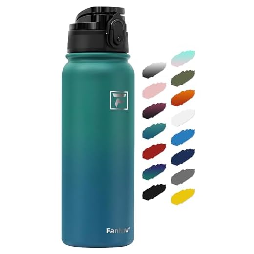 Fanhaw Big 20oz Flask Water Bottles Stainless Steel Insulated Vacuum Water Bottle for Kids/Adults, 1 Lid Leak Proof Thicken Double Wall for Cold & Hot Beverages, BPA Free (Green-Blue)