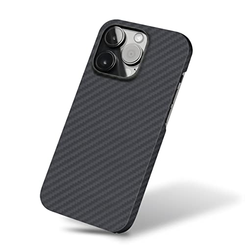 MONOCARBON Aramid-Faser-Schutzhülle für iPhone 14 Pro 6,1 Zoll, kompatibel mit Magsafe, ultradünn und leicht, kratzfest, Aramid-iPhone 14 Pro, mattschwarz Cover