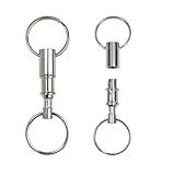 erioctry 2 Pcs Heavy Duty Dual Key Ring Detachable Pull Apart Snap Lock Holder Keychains, Silver