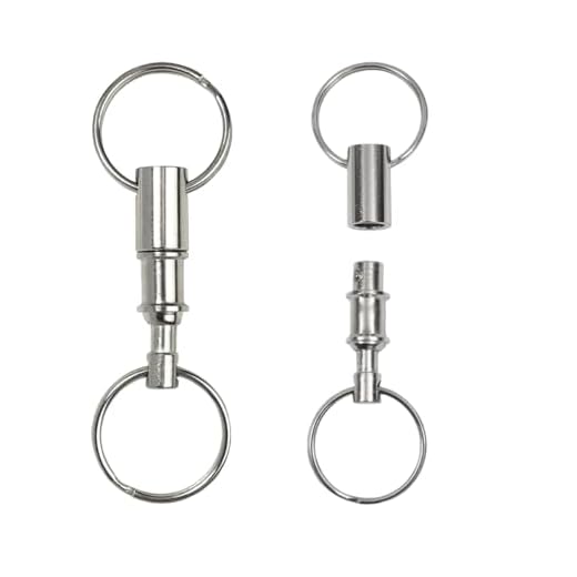erioctry 2 Pcs Heavy Duty Dual Key Ring Detachable Pull Apart Snap Lock Holder Keychains, Silver