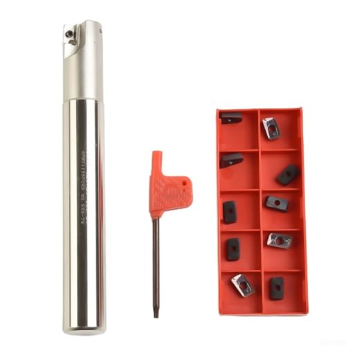 10-Piece Indexable Face Mill Set, D20mm 90° 2-Flute Carbide Face Milling Cutter with APMT1135 Insert Compatibility, Industrial Metalworking End Mill, L150mm