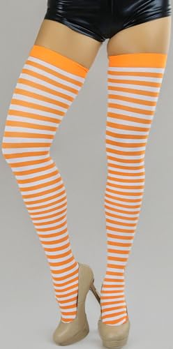 Image of ToBeInStyle Women's Opaque Hosiery Thin Striped Thigh High Long Stocking