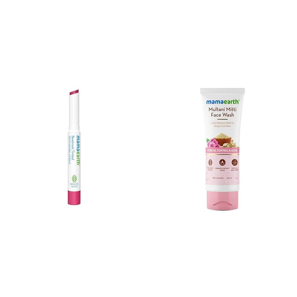 Mamaearth Beetroot Tinted 100% Natural Lip Balm with Beetroot & Beeswax - 2 g | | 12 Hr Moisturizat,Mamaearth Multani Mitti Face Wash with Multani Mitti & Bulgarian Rose For Oil Control & Acne | Suit-image-31