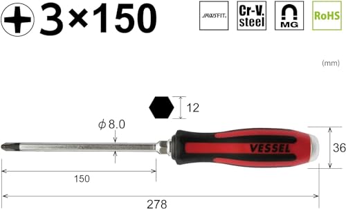 Image of VESSEL Megadora Penetrating Screwdriver +3 x 150 930