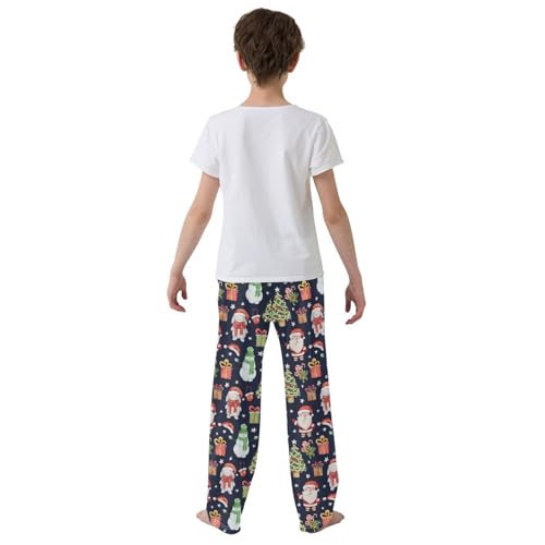 Christmas Bunny Snowman Boys Long Pants Soft Trousers Elastic Waist Kids Lounge Bottoms with Pockets S-XL3