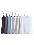 Lots pratiques THE SET Femme Débardeur à Fines Bretelles, Lot de 7 Black/Grey/Midblue/Blue/Grey Marl/Light Grey/White M