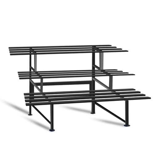 MAKA Porta Piante da Interno ed Esterno, Piedistallo per Piante, Fioriera da Esterno in Metallo, Porta Vasi da Balcone, Portafiori in Ferro, Portata MAX 30 Kg, Piedini Regolabili (3 ripiani 120cm)