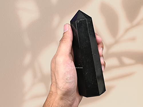 Image of Amazing Gemstone Large Black Tourmaline Crystal Towers ~ Natural Healing Crystal Point Obelisk for Reiki Healing and Crystal Grid (5.5 to 6 INCH)
