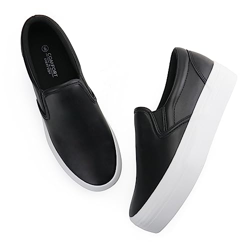 Image of JABASIC Women Slip-on Platform Loafers Casual Comfortable Loafer Shoes