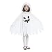 Produktbild GIFT TOWER Halloween Kostüm Weiß Ghost Umhang Cape mit Kapuze Mädchen Gespenster Mantel mit Kappe für Karneval Fasching Cosplay (Weiß, 3-4 Jahre)