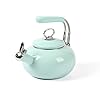 Martha Stewart 15 Quart Enamel on Steel Carbon Steel Tea Kettle wStainless Steel Handle Martha Blue