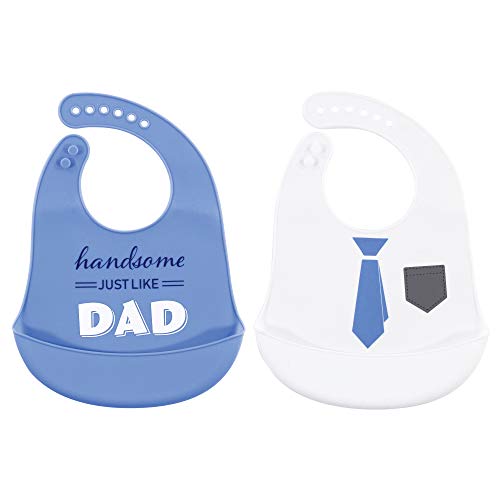 Image of Hudson Baby Unisex Baby Silicone Bibs, Handsome Just Like Dad, One Size