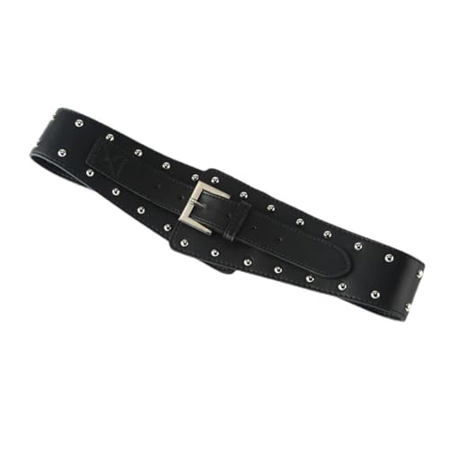 Healifty Punk Studded PU Leather Oblique Waist Belt for Women Fashionable Decor Waistband for Parties Clubs Music Festivals Unique Chic Design