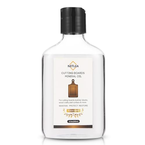 NetLea Mineral Oil - 8.5oz/250ml Food Grade Conditioner for Wood Cutting Board Countertop & Butcher Block Lubricant for Knife or Meat Grinder - Finish on Marble Soapstone (8.5oz)