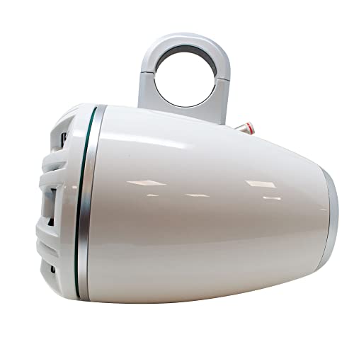 Image of KICKER KMXL Tower Speaker Bundle - Dual 6.5 inch Horn-Load Marine Wake Tower Speaker Pods with RGB LEDs, White, Pair
