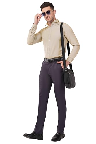 Image of SaintX Men's Premium Solid Formal Shirt | Slim Fit | Plain Full Sleeve | Feather Touch Soft Finish | Wrinkle Resistant | No Ironing Required | 360 Highly Stretchable Fabric