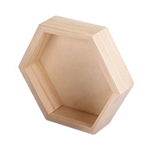 KYMLL Sechseck Holzkisten Organizer Geschirr Tablett Holzschmuck Aufbewahrungsboxen Armband Halskette Display Tablett Platte,Holzfarbmedium Cover