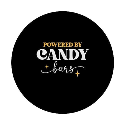 Powered By Candy bars Chocolate Candy bar PopSockets Swappable PopGrip, Black - Image 3