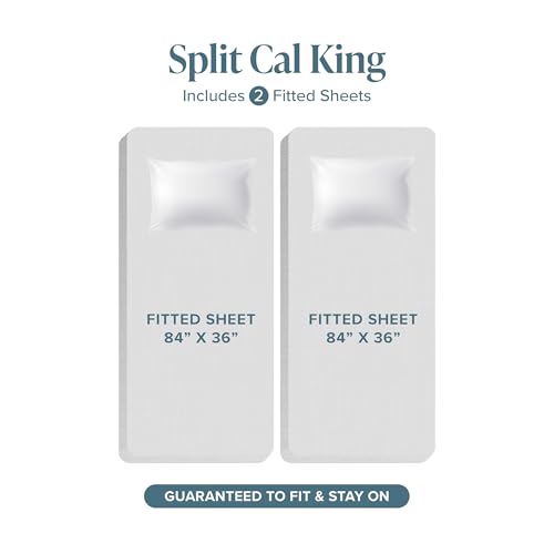 Bare Home Split California King Sheet Set - 1800 Ultra-Soft Microfiber Split California King Bed Sheets - Double Brushed - Deep Pockets - Easy Fit - 5 Piece Set - Bed Sheets (Split Cal King, White)